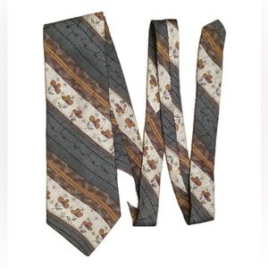 Vintage Bill Blass designer silk tie, gray, white & gold